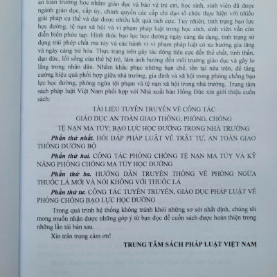 Sách Tài Liệu Tuyên Truyền Về Công Tác Giáo Dục An Toàn Giao Thông, Phòng Chống Tệ Nạn MaTúy Và Bạo Lực Học Đường Trong Nhà Trường - V2527T