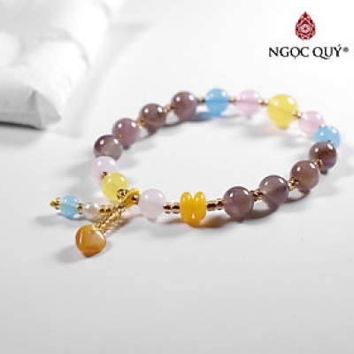 Vòng đá chalcedony đa sắc 8mm phối charm - Ngọc Quý Gemstones