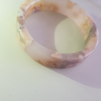 Vòng tay Nữ Mã Não Bản Vuông bông rau câu Ni 50mm x cao 13mm x dầy 5mm Nữ 45kg - 50kg đeo đẹp xinh tay lắm ạ