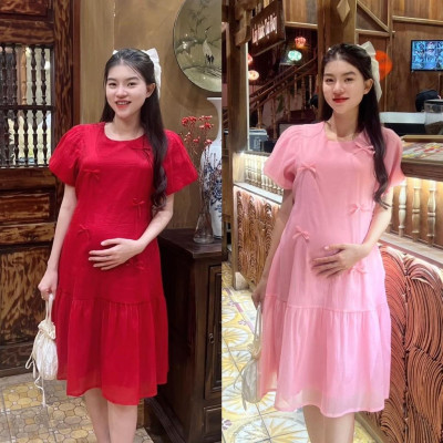 Đầm bầu tơ phom đuôi cá đính nơ dễ thương, trẻ trung diện đi làm, đi chơi, đi tiệc Nữ Women Nữ Women