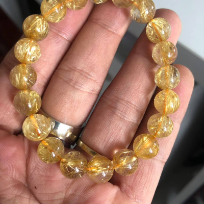 Vòng Tay phong thuỷ Thạch Anh Tóc Vàng 10mm Hàng Đẹp 4A Tóc Ánh Kim T2300700