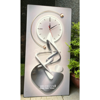 (ẢNH CHỤP THẬT) Tranh đồng hồ treo tường họa tiết sang trọng trang trí phù hợp mọi không gian