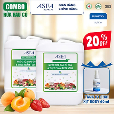 [Combo 2 Can] Nước Rửa Rau Củ Quả và Thực Phẩm Tươi Sống Khử Mùi, Diệt Khuẩn ASFA Fruits & Vegetable 5 Lít