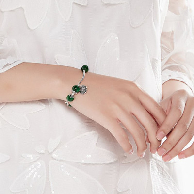 Vòng Tay Bạc Mix Đá Cẩm Thạch Sơn Thủy Ngọc Quý Gemstones VT64