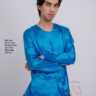 Bộ áo bà ba Nam Phi bóng xanh dương- Có bộ bà ba Bigsize- may sỉ bà ba toàn quốc - May bộ bà ba theo yêu cầu