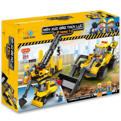 Đồ Chơi Lắp Ráp Máy Xúc Đào Thủy Lực 2 Trong 1 - Hydraulic Excavator - Toys&Joys 8632 (268 Mảnh Ghép)