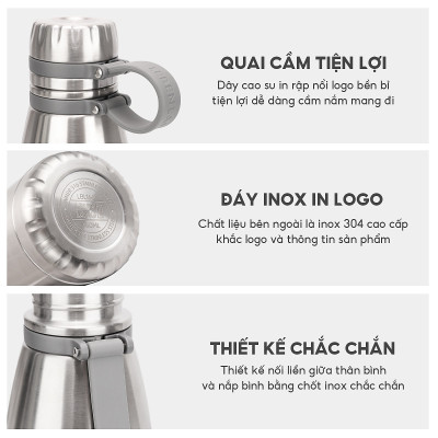 Bình giữ nhiệt Inox 316 Lê Bên Làng LBL1662 dung tích 1100ml kèm lõi lọc trà
