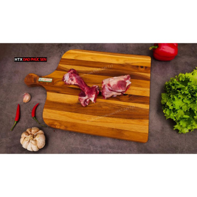 Thớt Gỗ Teak Cao Cấp - Cắt Thái, Trang Trí - 35,5x32x1,9cm - VTC01 | HTX DAO PHÚC SEN