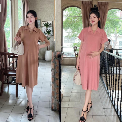 Đầm bầu Polo thun tăm dáng dài trẻ trung, năng động