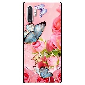 Ốp lưng dành cho Samsung Note 8 - Note 9 - Note 10 - Note 10 Plus mẫu Bướm Xanh Và Hoa Hồng