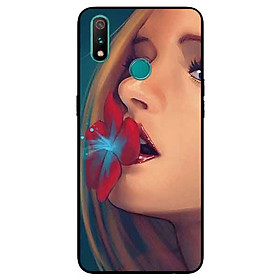 Ốp Lưng in cho Realme 3 Mẫu Cô Gái Hôn Bông Hoa - Hàng Chính Hãng