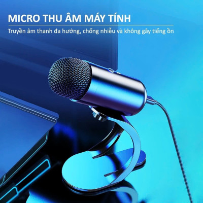 Micro USB Mic Thu Âm Condenser Podcast, Livestream, Radio, ASMR Microphone Phòng Thu Studio PC Microphone Chuyên Nghiệp Thu Âm Rõ Nét Chống Ồn Độ Nhậy Cao LED MÀU HỒNG - Hàng Chính Hãng