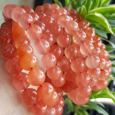 Vòng đeo tay nữ chuỗi mới đá mã não hồng cam bóng mượt đẹp size vòng hạt 10mm nam nữ mệnh hỏa mệnh thổ đeo ạ