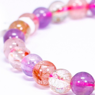 Vòng tay đá Super Seven size hạt 7mm - Ngọc Quý Gemstones