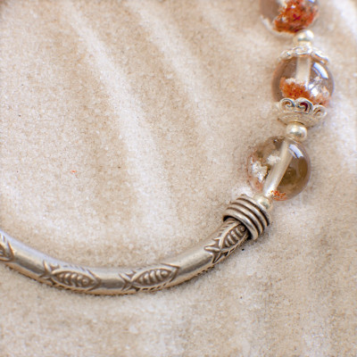 Vòng phong thủy Thạch anh ưu linh cảnh nâu vàng thiên nhiên VT086