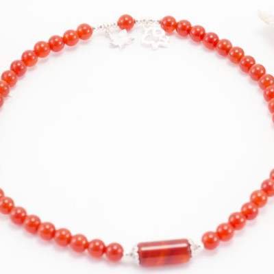 Vòng 2 Line Đá Mã Não Đỏ Phối Charm Bạc (6mm) Ngọc Quý Gemstones