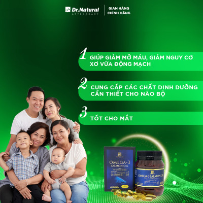 Viên Uống Dầu Cá Hồi Úc Dr Natural Omega 3 Salmon Oil 180 Viên | Tốt Cho Mắt, Não, Tìm, Giảm Nguy Cơ Xơ Vữa Động Mạch - Hàng Chính Hãng