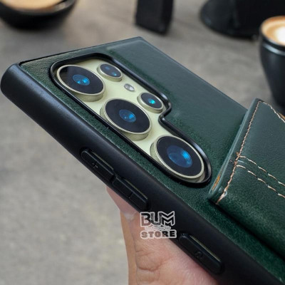 Ốp Lưng Cho Samsung S25 Ultra / S24 Ultra / S23 Ultra Da Simili Có Ngăn Để Thẻ Có Quai Gài - BUM STORE GALAXY CASE