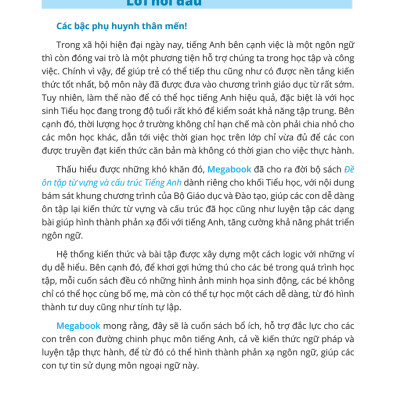 Đề Ôn Tập Từ Vựng Và Cấu Trúc Tiếng Anh Lớp 2_MEGABOOK