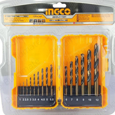 BỘ MŨI KHOAN HSS 15 CHI TIẾT INGCO AKDL51501 - HÀNG CHÍNH HÃNG