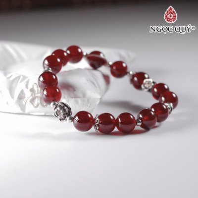 Vòng tay đá Garnet AAA mix charm bạc mệnh hỏa, thổ - Ngọc Quý Gemstones