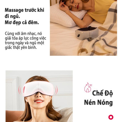 Máy massage mắt Leerkang LEK-H8 Với 8 Chế Độ Độc Lập, Xoa Bóp Và Rung Cùng Bluetooth Phát Nhạc, Mát Xa Nóng Nhiệt Lưu Thông, Hàng Chính Hãng