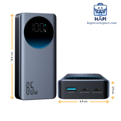 Sạc dự phòng hàng chính hãng Joyroom 65W 20.000mAh JR-PBF04, Laptop, màn hình %pin