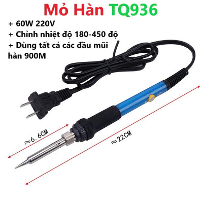 Bộ Mỏ Hàn Thiếc 60W Có Điều Chỉnh Nhiệt – Kèm 5 Mũi Hàn + Đế Gác Tiện Lợi