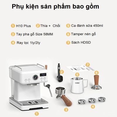 Máy pha cà phê Espresso chuyên nghiệp HiBREW H10 Plus Thương hiệu cao cấp Mỹ 1230W, Áp suất 20 Bar - Hàng Nhập Khẩu (Bảo Hành 12 Tháng)