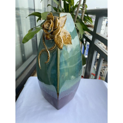 BÌNH HOA BÁT TRÀNG CAO CẤP DÁNG QUẢ TRÁM ĐỘC ĐÁO