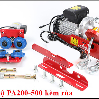 Bộ tời điện kèm Rrùa ABG PA400 (200/400kg) 12 Mét - giúp máy tời treo nâng hạ vật nặng dễ dàng, nâng kéo linh hoạt, hiệu quả cao - Hàng chính hãng