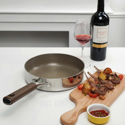 Chảo Inox 3 lớp liền khối chống dính Kalpen Nano Titanium Dauer chuản Đức - Hàng chính hãng