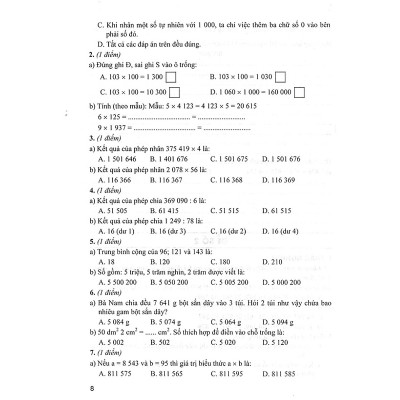 Sách - Combo Bộ Đề Kiểm Tra Môn Toán Lớp 4 Tập 1 + 2 (Dùng Kèm SGK Kết Nối Tri Thức Với Cuộc Sống - Bộ 2 Cuốn) MK