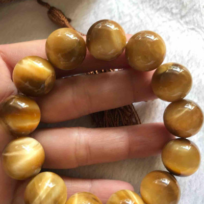 VÒNG 14mm ĐÁ MẮT HỔ VÀNG NÂU ĐẸP NAM MỆNH THỔ KIM  THUỶ ĐÁ TỰ NHIÊN