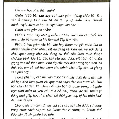 150 Bài Văn Hay 10 (Theo Chương Trình Giáo Dục Phổ Thông Mới) (Dùng Chung Cho Các Bộ SGK Hiện Hành)