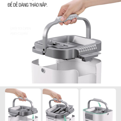 Bộ lau nhà Plus 2 ngăn tự vắt, cây lau nhà xoay 360 độ giúp lau sàn làm sạch