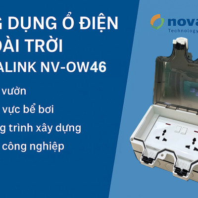 Hộp điện ngoài trời chống nước IP66 Novalink NV-OW46 - 2 ổ cắm đa năng, có công tắc riêng. Hàng nhập khẩu chính hãng