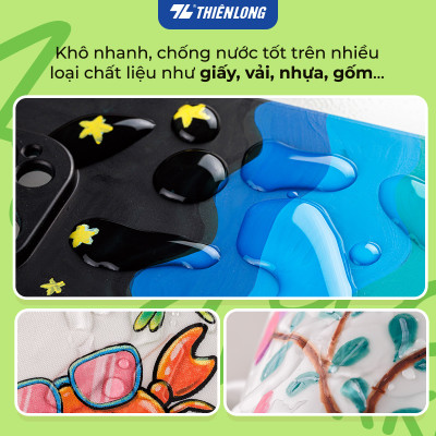 [Tặng 2/4/6 màu] Acrylic Markers/ Bút sơn/ Bút lông 12/24/36 màu ThiênLong Colokit - Màu sắc tươi sáng, Không thấm qua mặt giấy