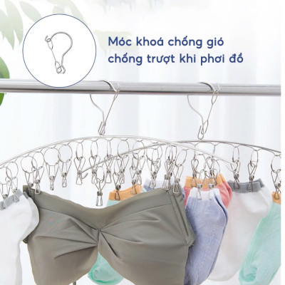 Móc Treo Quần Áo, Móc Phơi Đồ Trẻ Em Inox Kẹp Chống Rơi, Móc Treo Tất, Vớ, Đồ Lót Nhiều Kiểu Dáng