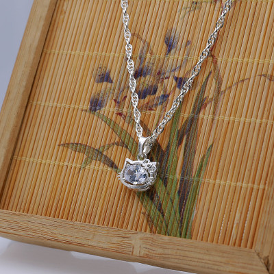 Dây Chuyền Trẻ Em Bạc Hiểu Minh DTE051 Mèo Kity