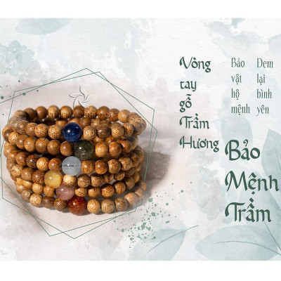 Vòng tay Trầm Hương tự nhiên Bảo Mệnh Trầm  thơm dịu nhẹ