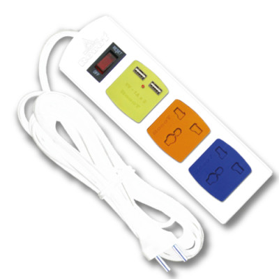 Ổ Cắm Điện Nối Dài Robot 2 Ổ 3 Chấu (Có Nắp Che) Và Cổng Sạc USB - Hàng Chính Hãng