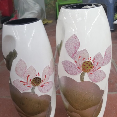 Bình hoa, lọ hoa khảm trứng bạc gốm Bát Tràng