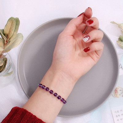 Vòng tay đá thạch anh tím phối charm ống bạc mệnh hỏa, thổ - Ngọc Quý Gemstones