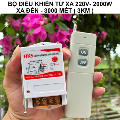Bộ Điều Khiển Từ Xa 220V Cho Máy Bơm, Đèn – Tầm Xa 1–5KM, Chịu Tải 40A 3000W Loại Xịn