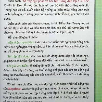 Sổ Tay Ngữ Pháp Và Bài Tập Tiếng Anh Lớp 6-7-8-9