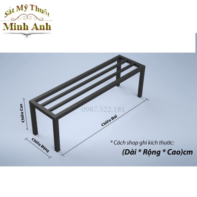 Kệ kê chậu cây Dài 80-90 cm. Rộng 20-25-30cm. Cao 10-15-20-25-30cm. Hộp thép 2*2cm. 2 nan phụ ( Hàng Chính Hãng )