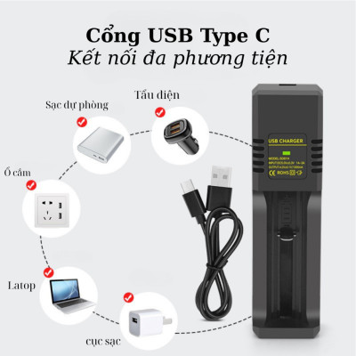 Bộ sạc pin MS-5D81H tự ngắt khi pin đầy cho pin 18650, 2A, 3A, pin 18500, 26650, 14500 và 16340