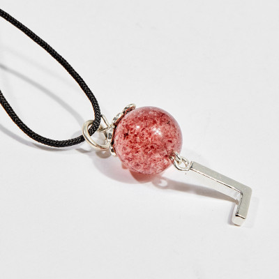 Dây chuyền phong thủy đá thạch anh dâu 1.3cm mệnh hỏa , thổ - Ngọc Quý Gemstones