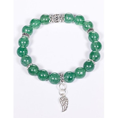 Vòng tay đá thạch anh dâu xanh mix charm cánh bạc hạt đá 8mm mệnh hỏa, mộc - Ngọc Quý Gemstones